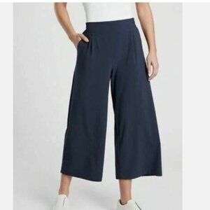 Athleta Pants Sz 14 Brooklyn Wide Leg Crop Stretch Casual Travel Lounge Navy